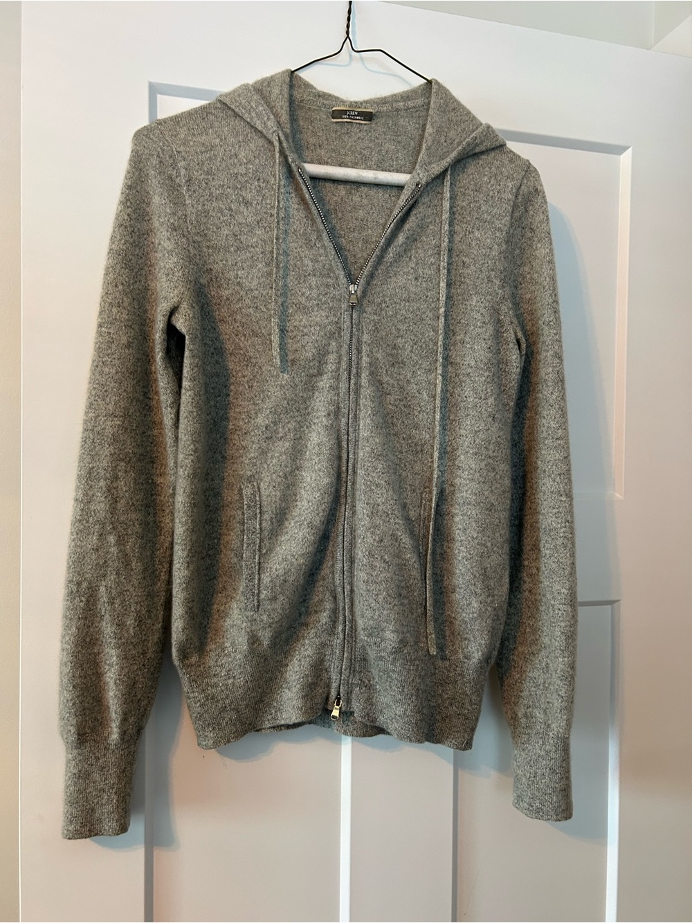 Cashmere Grey Zip-Up Hooded Sweater